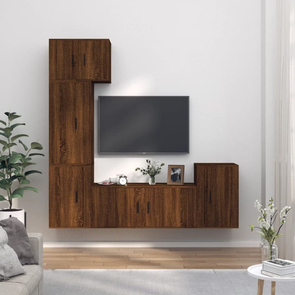 Vidaxl 5-dielna súprava TV skriniek hnedý dub spracované drevo